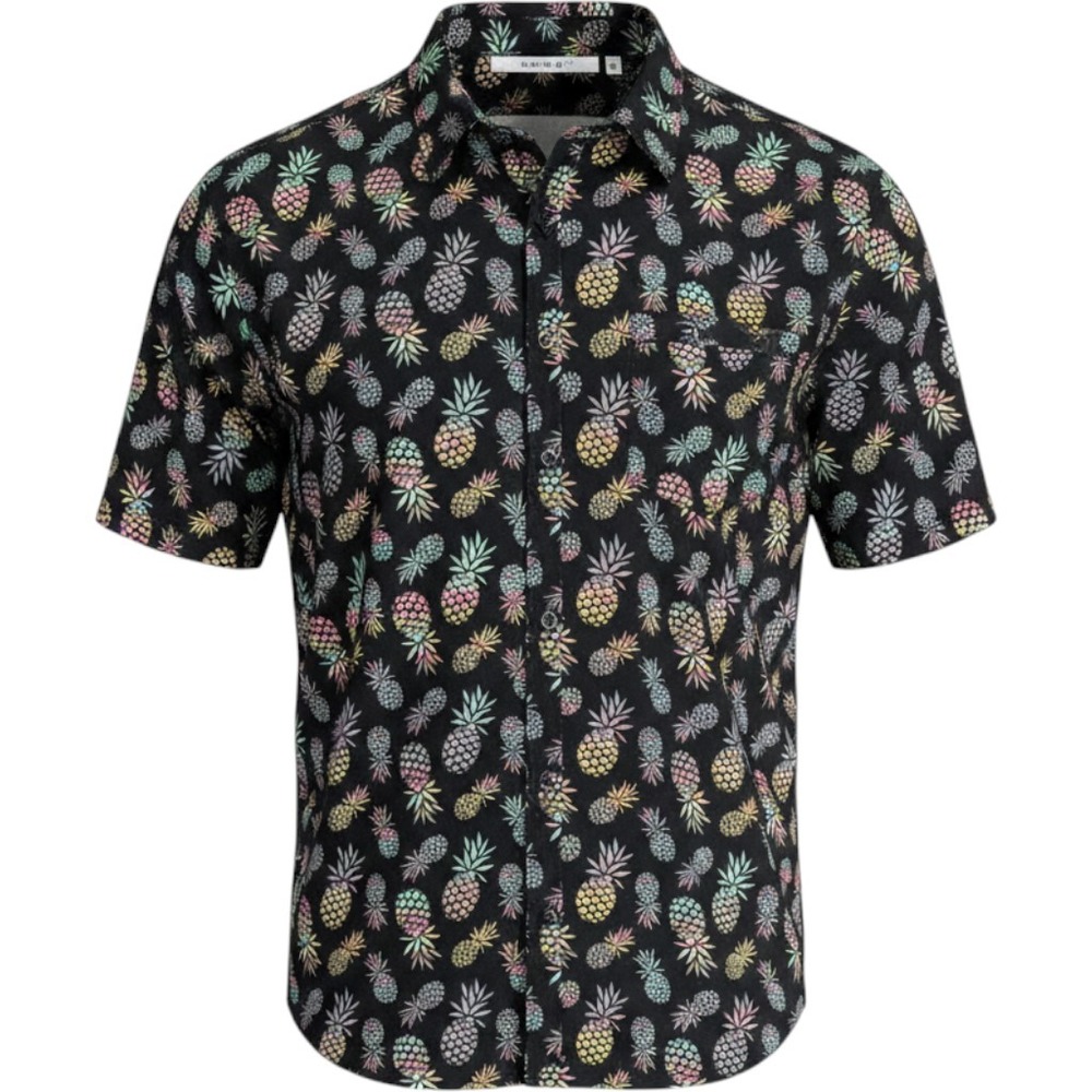 Departwest Button Down Shirt Mens Large Black Pineapple Performance Excellent SS